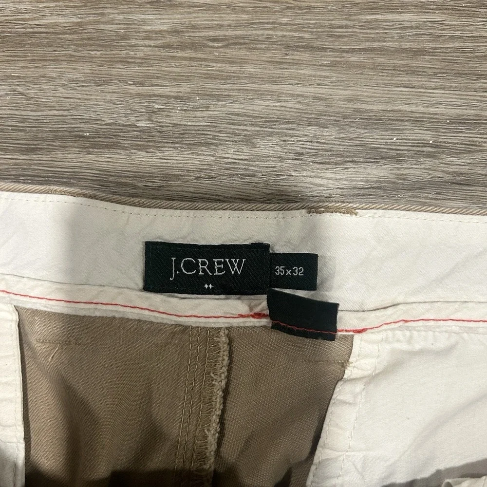 J. Crew Khaki Chino Pants Mens‎ Size 35x32 Flat Front Casual Office Brown